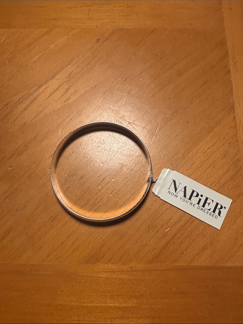 Napier Silver Slim Round Bangle Bracelet